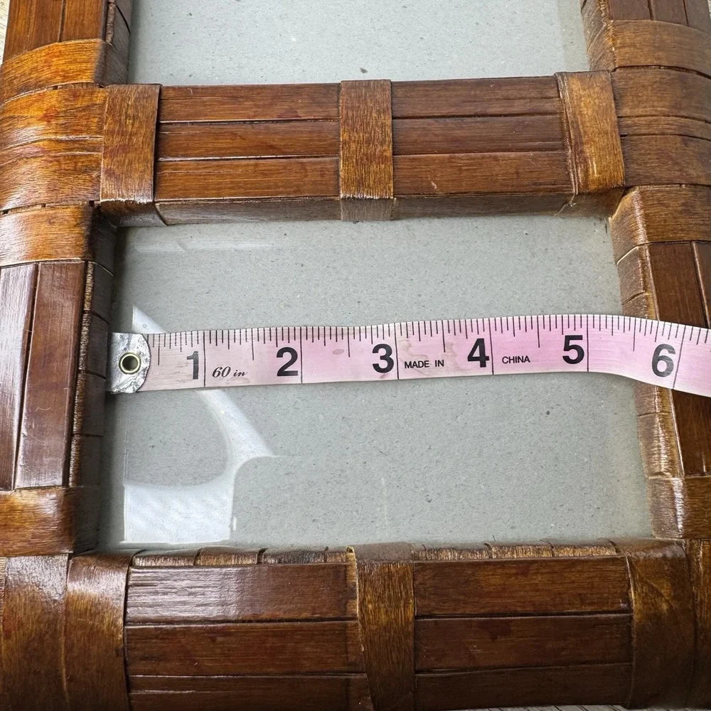 Pier‎ 1 3 Photograph Slots 4x6 Wall Frame Brown Woven Rattan Wood Boho Coastal
